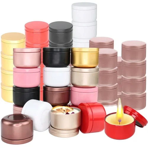 Tarros de aluminio para velas, recipiente para dulces, tarro de cosméticos, aceite, crema, decoraciones de boda, lata de Metal Aromath vacía, 20/50/80 piezas, 50ml