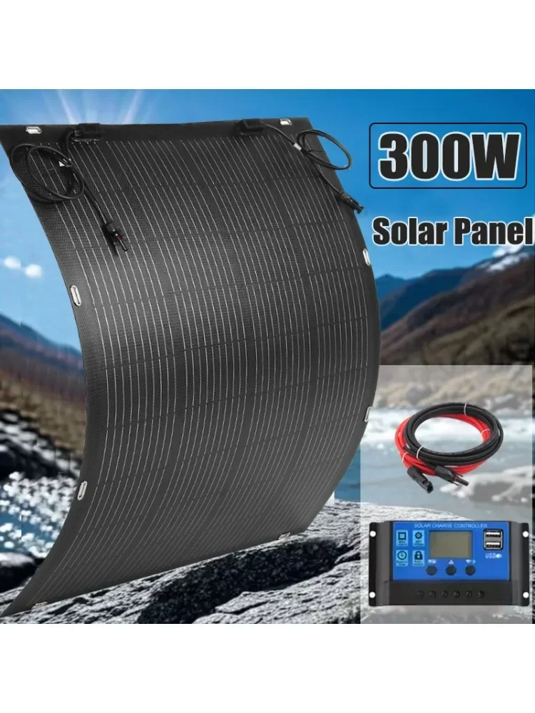 300W zonnepaneelkit 18V flexibele zonnecel waterdichte krachtige oplader voor thuis buiten kamperen jacht camper auto RV boot - afbeelding 2