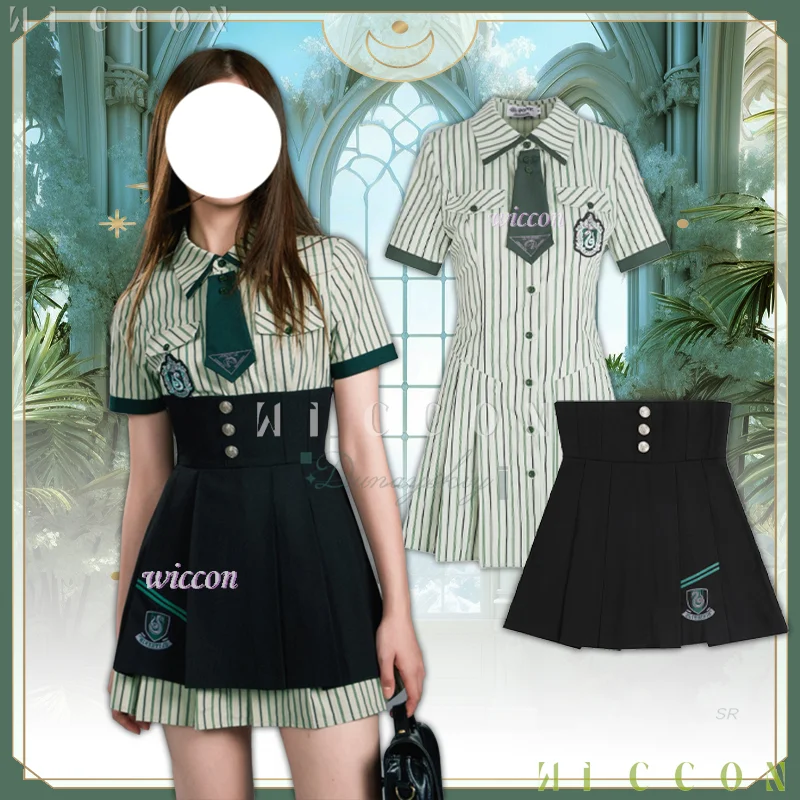 

Костюм на Хэллоуин, зеленая школьная форма в вертикальную полоску, новинка лета 2021, платье JK для женщин и девочек, карнавальный наряд для взрослых