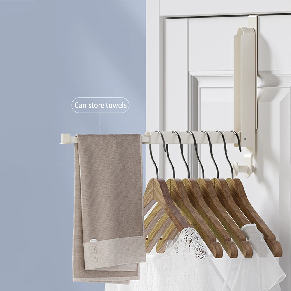 Storable Over-the-Door Hanger No Drilling Laundry Rack For Bathroom Dorm Organizing