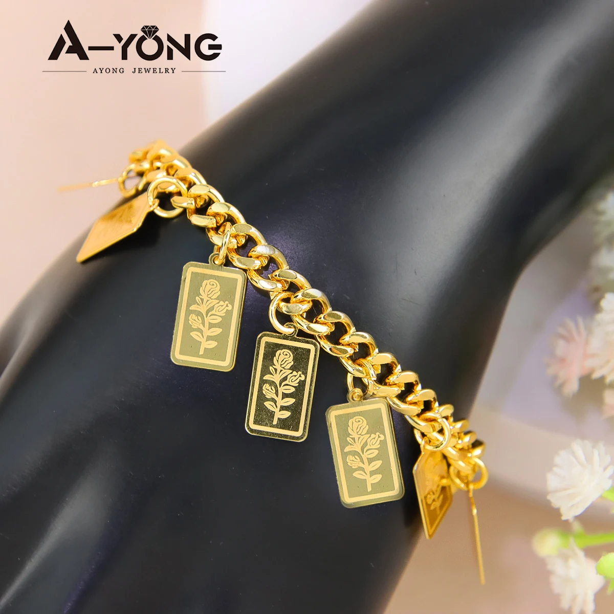 Nigerianisches Brautschmuck-Set 21k Vergoldet Arabische Mode Verlobungs-Halskette Armband Ohrringe Oman Goldschmuck – Detail 5