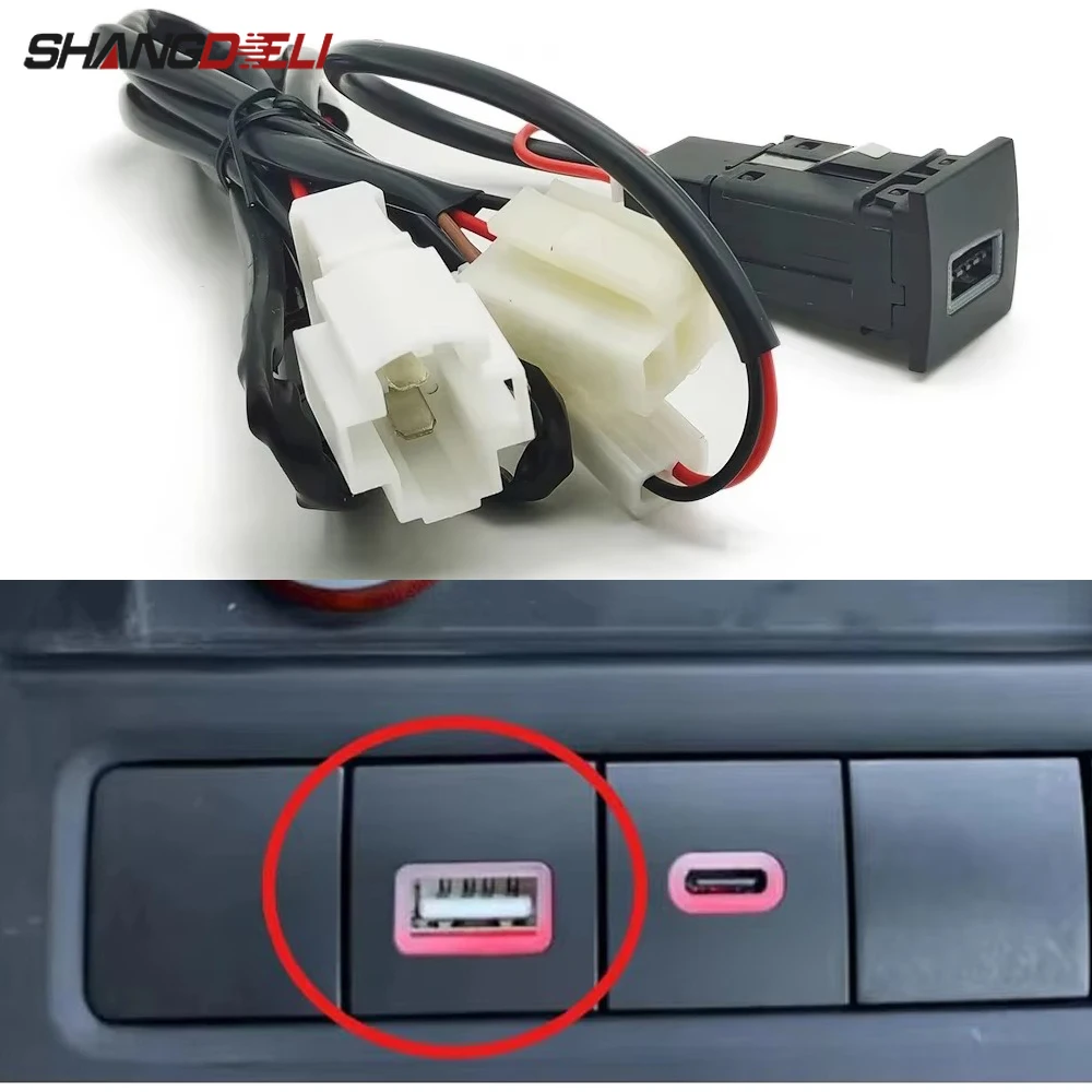 12V/24V Red LED Light Car USB QC3.0 Charger Socket Interface With Cable For VW Golf 5 Golf 6 Car Accessories