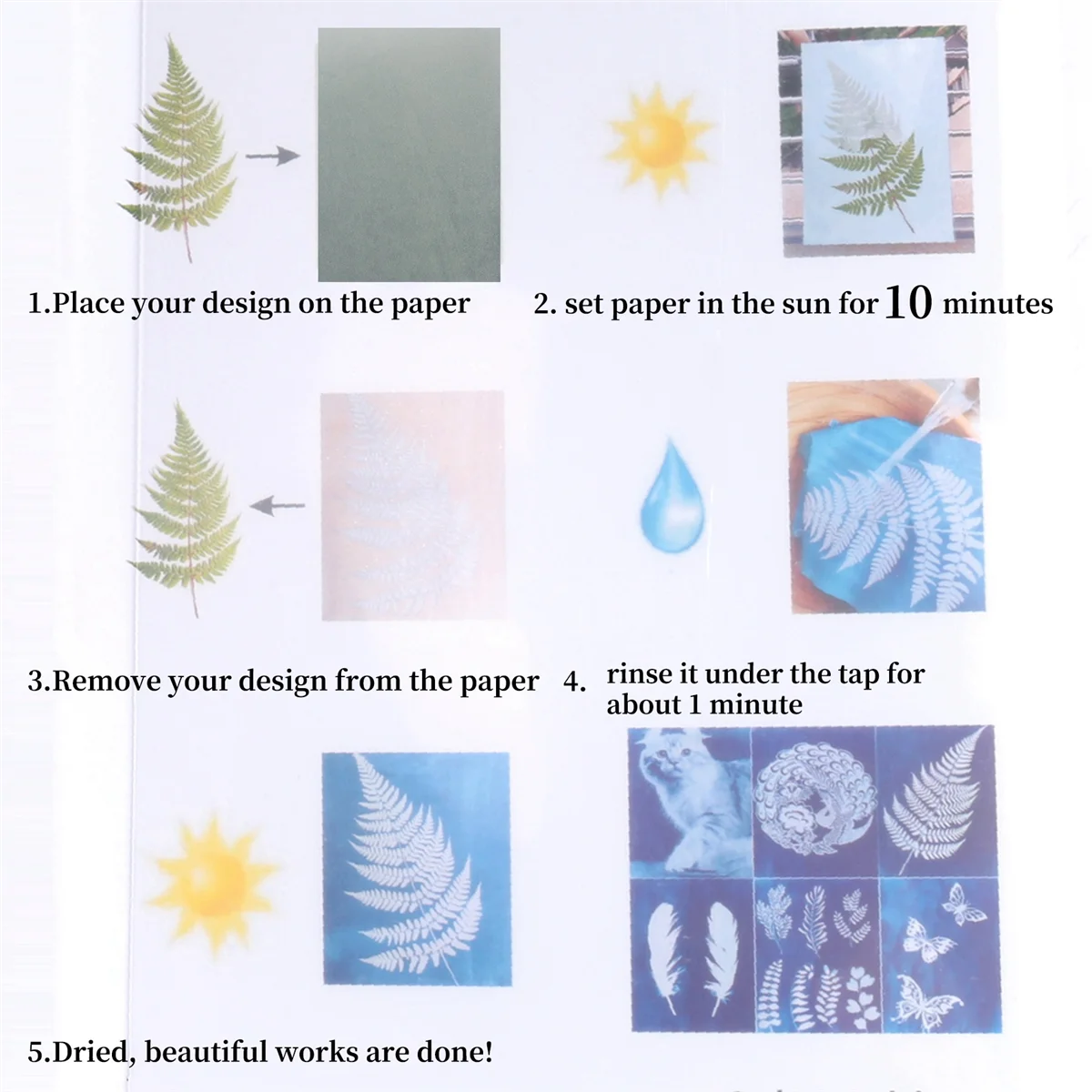 BVBV 30-листовая цианотипная бумага, набор солнечных художественных бумаги, солнечная бумага для рисования, бумага для природной печати для детей и взрослых, художественные ремесла