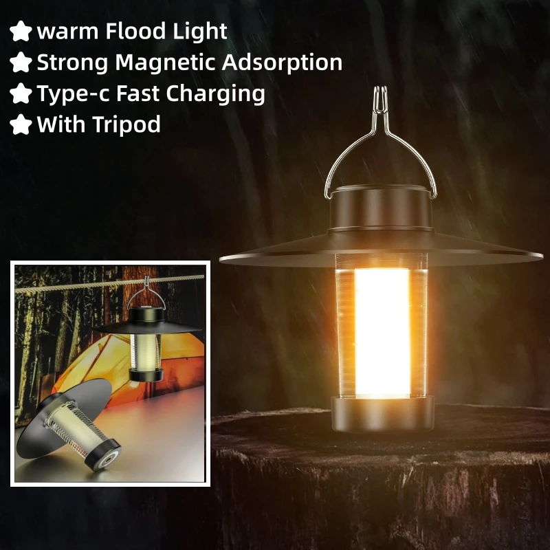 1/2PCS Camping Light Rechargeable Emergency Light Portable Tent Hanging Lamp Dimming for Outdoor Flashlight Outoor Desktop Lamp