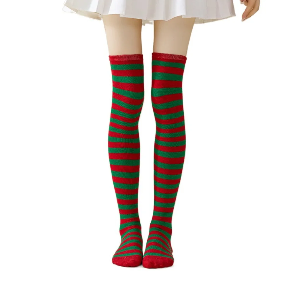 

Keep Warm Colorful Striped Stockings Japanese Style Soft Over Knee Socks Absorb Sweat Overknee Knee Thigh High Socks Xmas