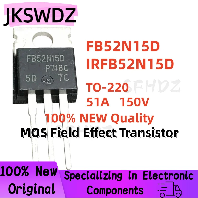 10/20/30PCS 100% Brand New and High Quality IRFB52N15D FB52N15D TO-220 51A 150V MOS Field Effect Transistor