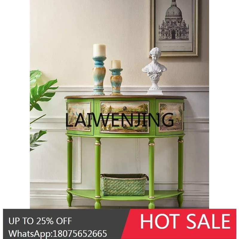 

Painted Hallway Wall Semicircle Side Cabinet Retro Country Corridor Integrated Small Apartment European Style Console