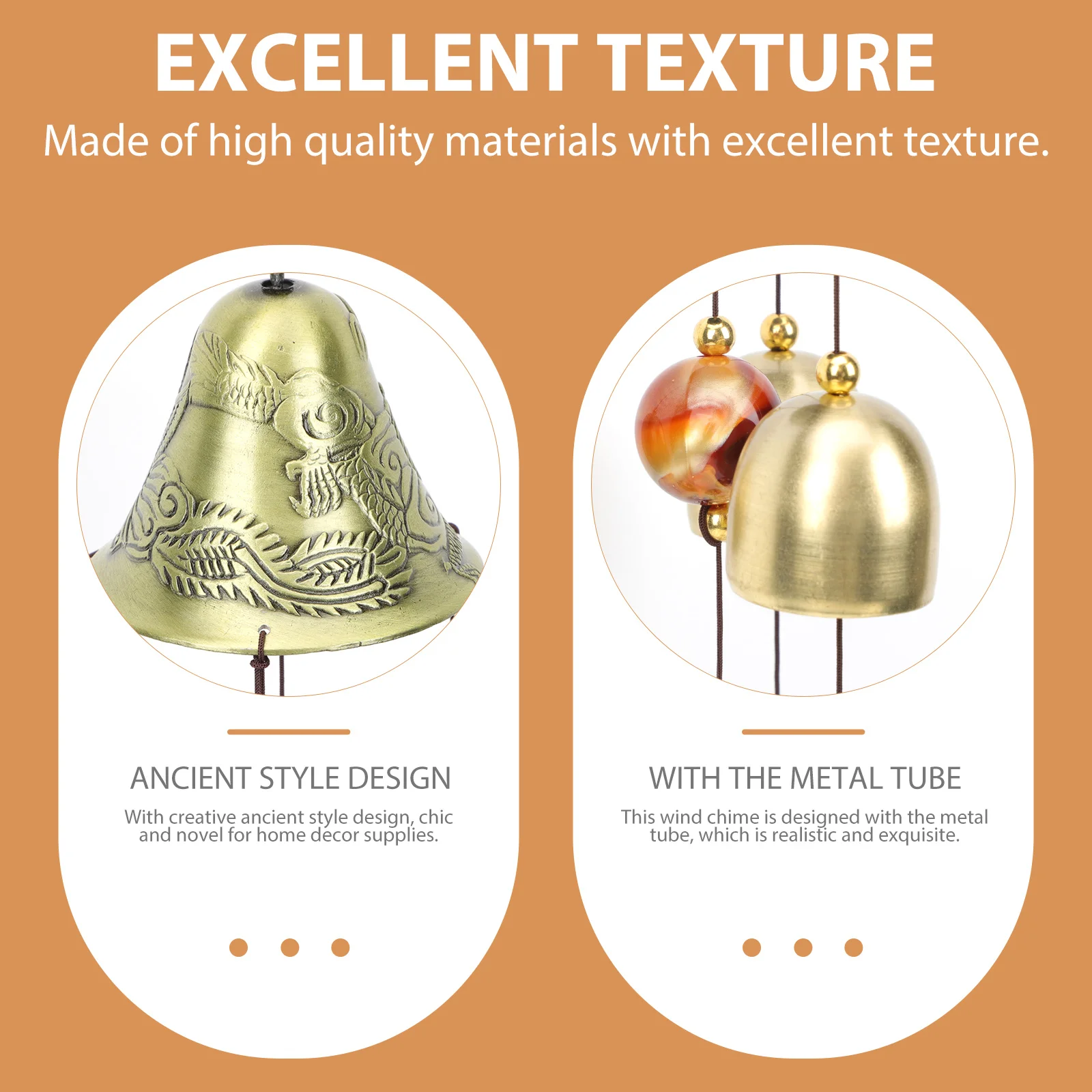 

Copper Zinc Alloy Wind Chime Metal Bell Pendant Strong Durable Garden Balcony Outdoor Hanging Bell Home Decor Supplies