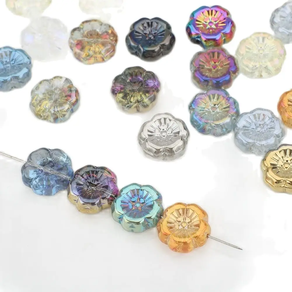 20 Stücke 14 MM Gemischte Kristall Runde Perlen Fünf-blütenblatt Blume Form Glas Lose Perlen DIY Handgemachte Armband Halskette ohrring Zubehör