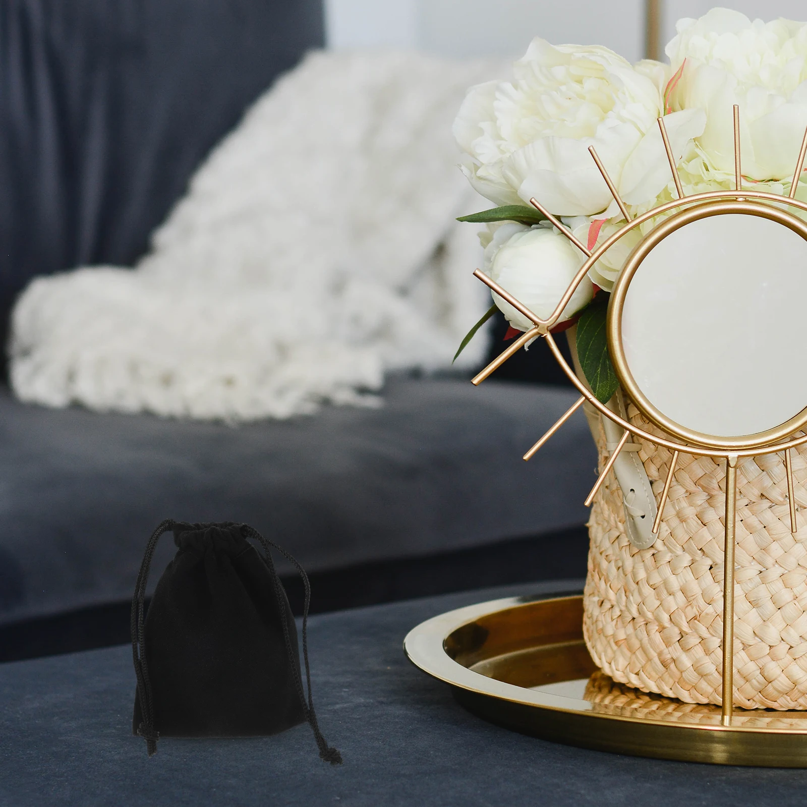 

50pcs 7X9Cm Black Drawstring Bag For Jewelry Storage Small Organizer Pouch Velvet Coin Bag Gift Party Favor Pouch