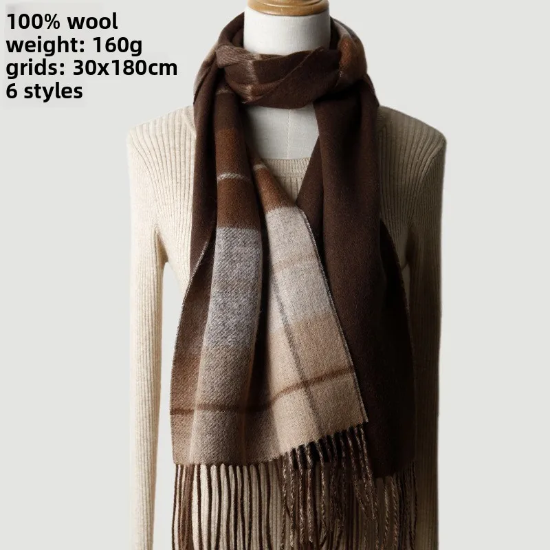 

Extended High-quality Tassel Checkered Striped Solid Color Wool Like Scarf Soft and Comfortable in Winter Thick and Warm Scarf