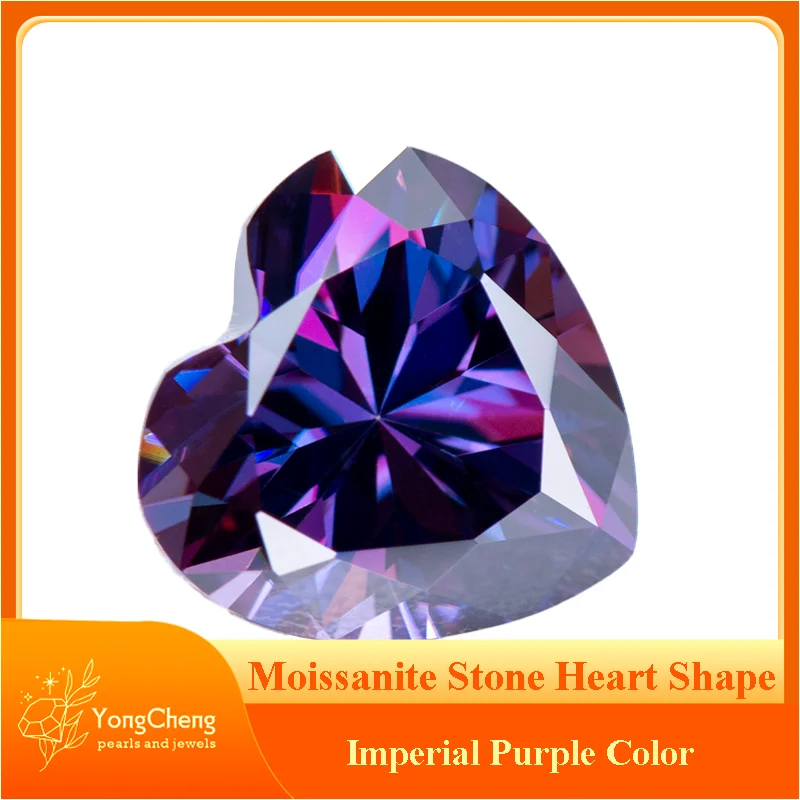 

Moissanite Stone Imperial Purple Color Heart Cut Lab Lab Growth Diamond Test Passed Gemstone for Jewelry Making with Certificate