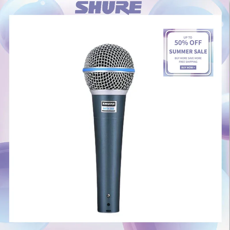 Shure Beta 58a Wired Hand-held Microphone Super-Cardioid Dynamic Microphone Performance Live Vocals Karaoke Stage Studio Mic