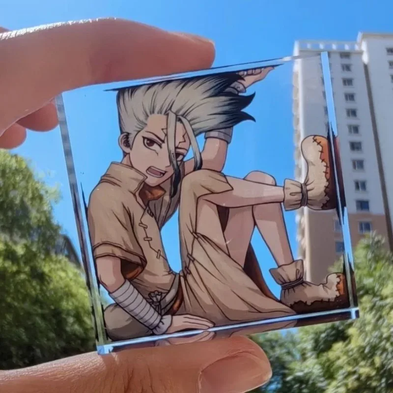 Stone anime acrílico grupo foto cartão ishigami senku foto tomando acessórios de verificação crianças amigos presente para fãs cosplay brinquedos