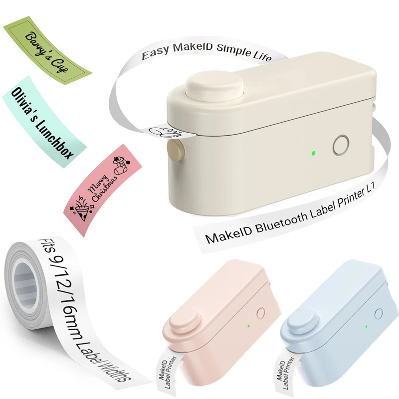 MakeID L1 Wireless BT Thermal Label Printer Sticker Tag Auto Cutting use for iOS Android