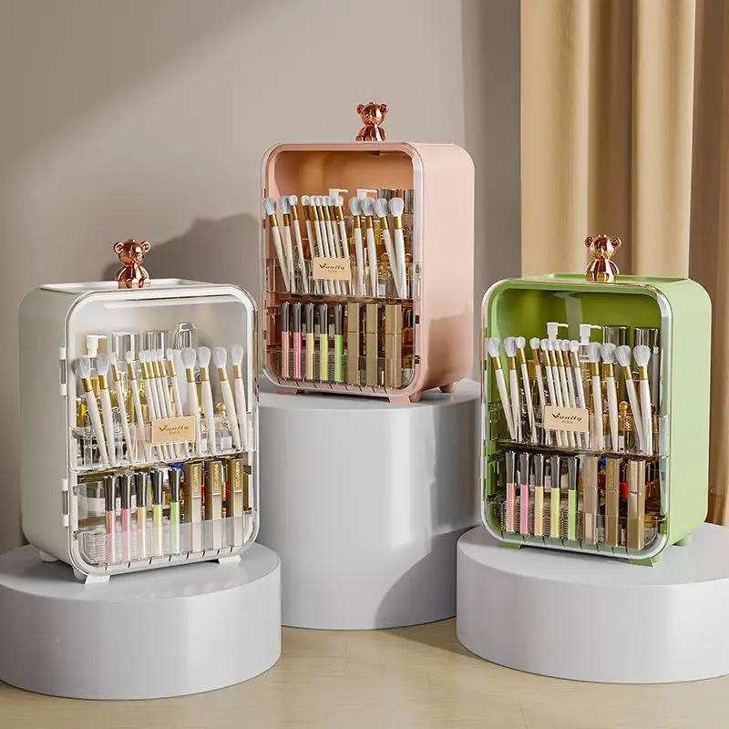

Luxury Plastic Cosmetic Storage Rack for Living Room Bathroom Dustproof Lipstick Skincare Products Organizer Shelf