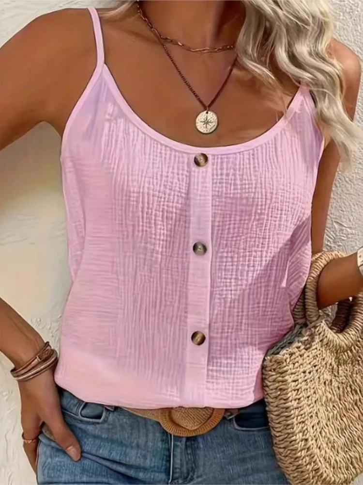 

Summer Women Cami Tops Slim Scoop Neck Backless V Neck Sleeveless Solid Color Camisole Top Vests Streetwear Femme топ женский