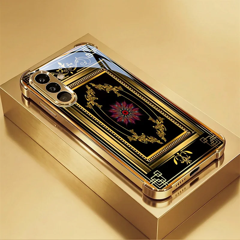 High-end and Fashionable Black Gold Engraved Pattern Phone Case for Samsung Galaxy S26/S25/S24/S23/S22/S21/S20/Note