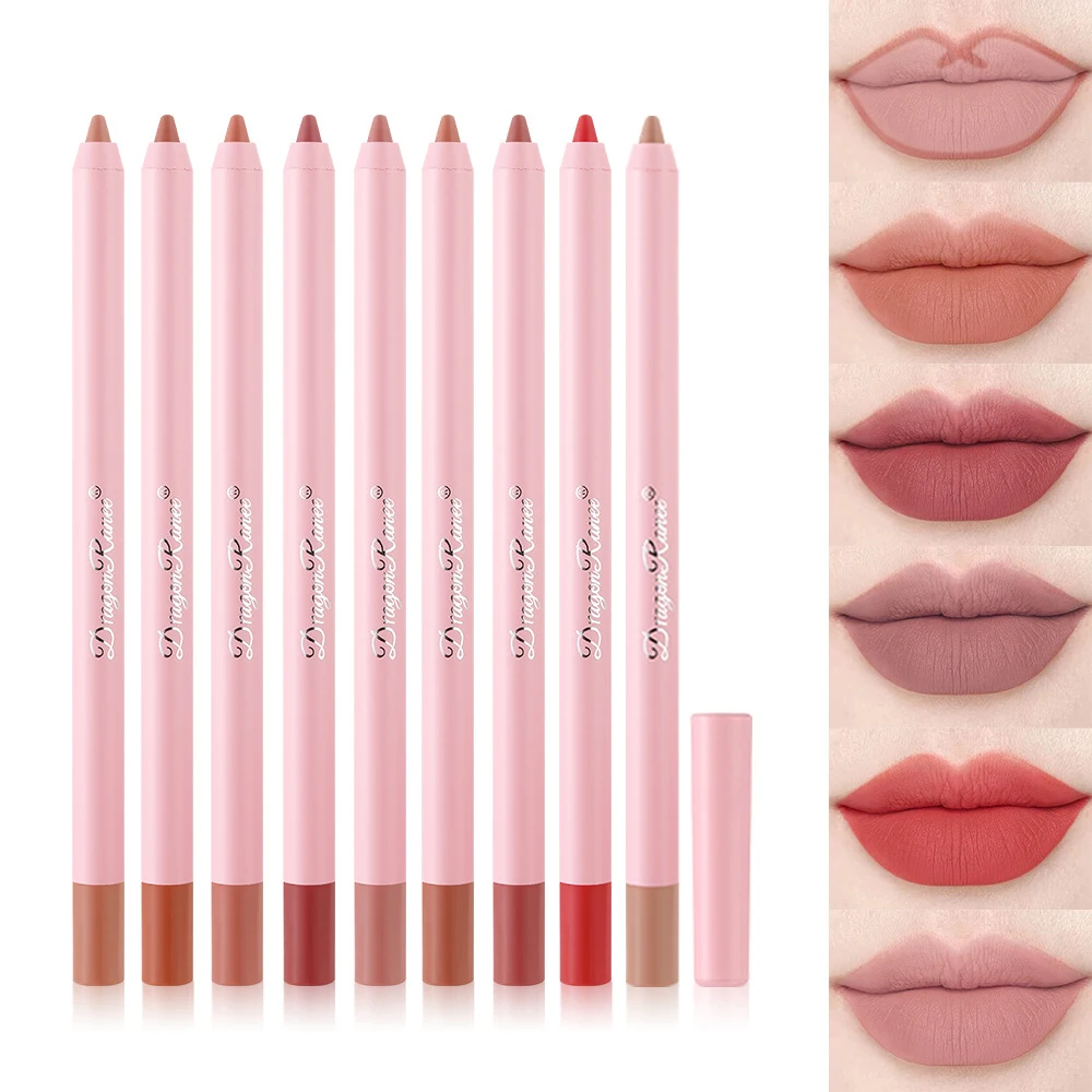 12가지 색상 매트 립 라이너 펜슬 방수 논스틱 컵 립스틱 롱래스팅 섹시 레드 브라운 립 라이너 메이크업 립 컨투어링