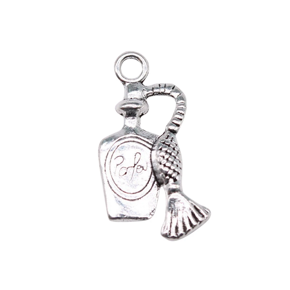 

10pcs/lot 20x10mm Perfume Bottle Charms For Jewelry Making Antique Silver Color 0.79x0.39inch