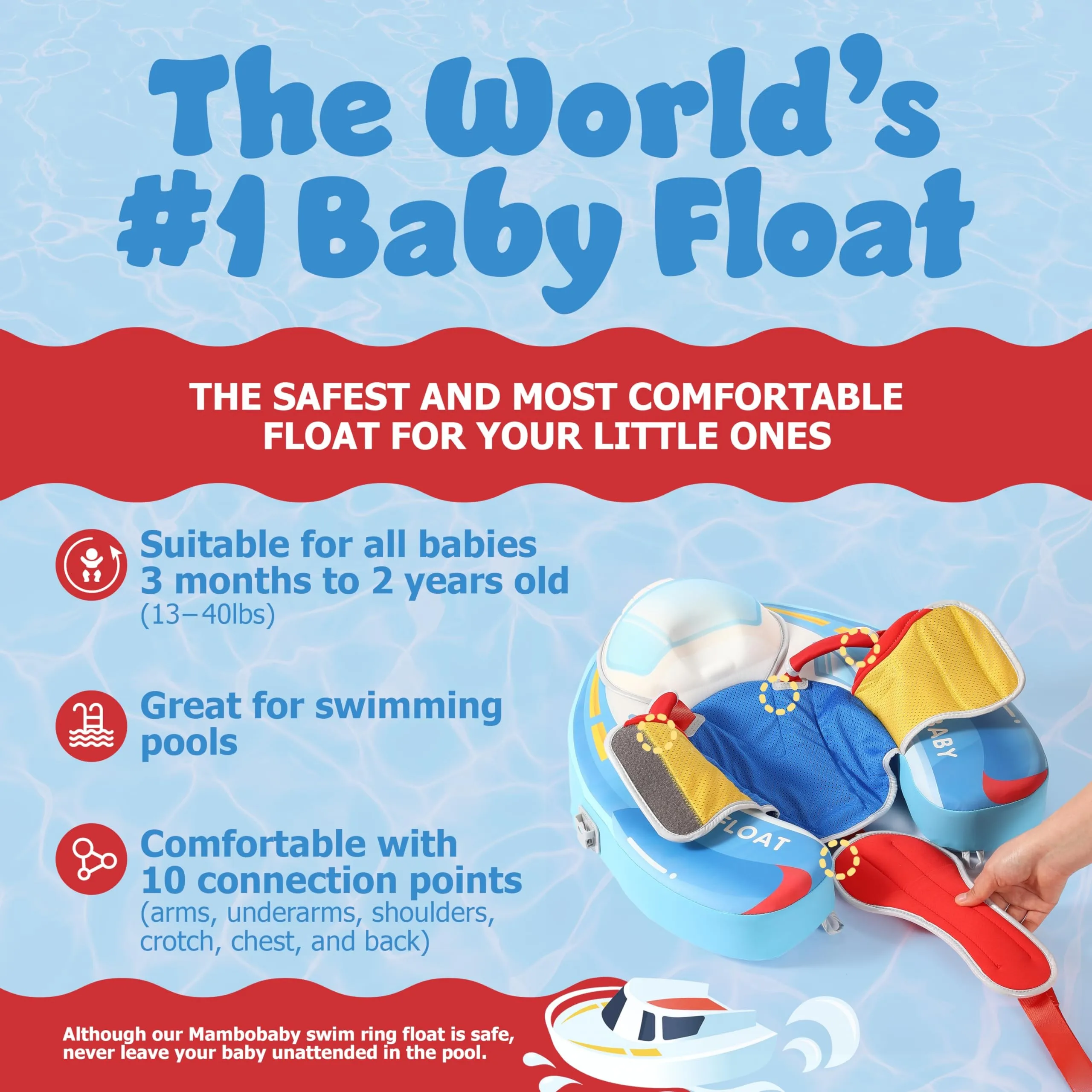 Mambobaby Float No Chemical Odor Canopy Sunshade Comfort Skin-friendly Baby Swimming Ring Toddler Pool Float Infant Float Ring
