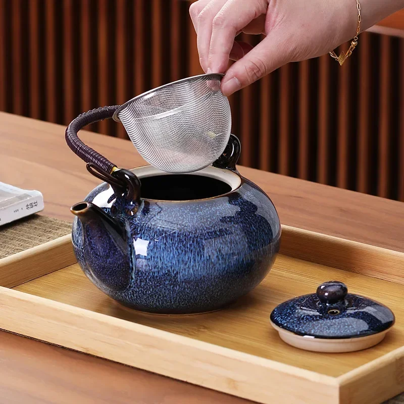 Large Capacity Teapot Tea Set Household Japanese Simple Kungfu Tea Set 1 Pot 6 Cups Glazed Ceramic Tea Set Teapot Teacup 2