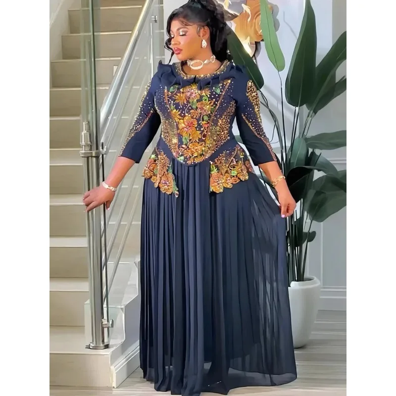 

Elegant African Dresses for Women Dashiki Diamond Luxury Wedding Evening Party Long Dress Plus Size Ladies Clothing 2026