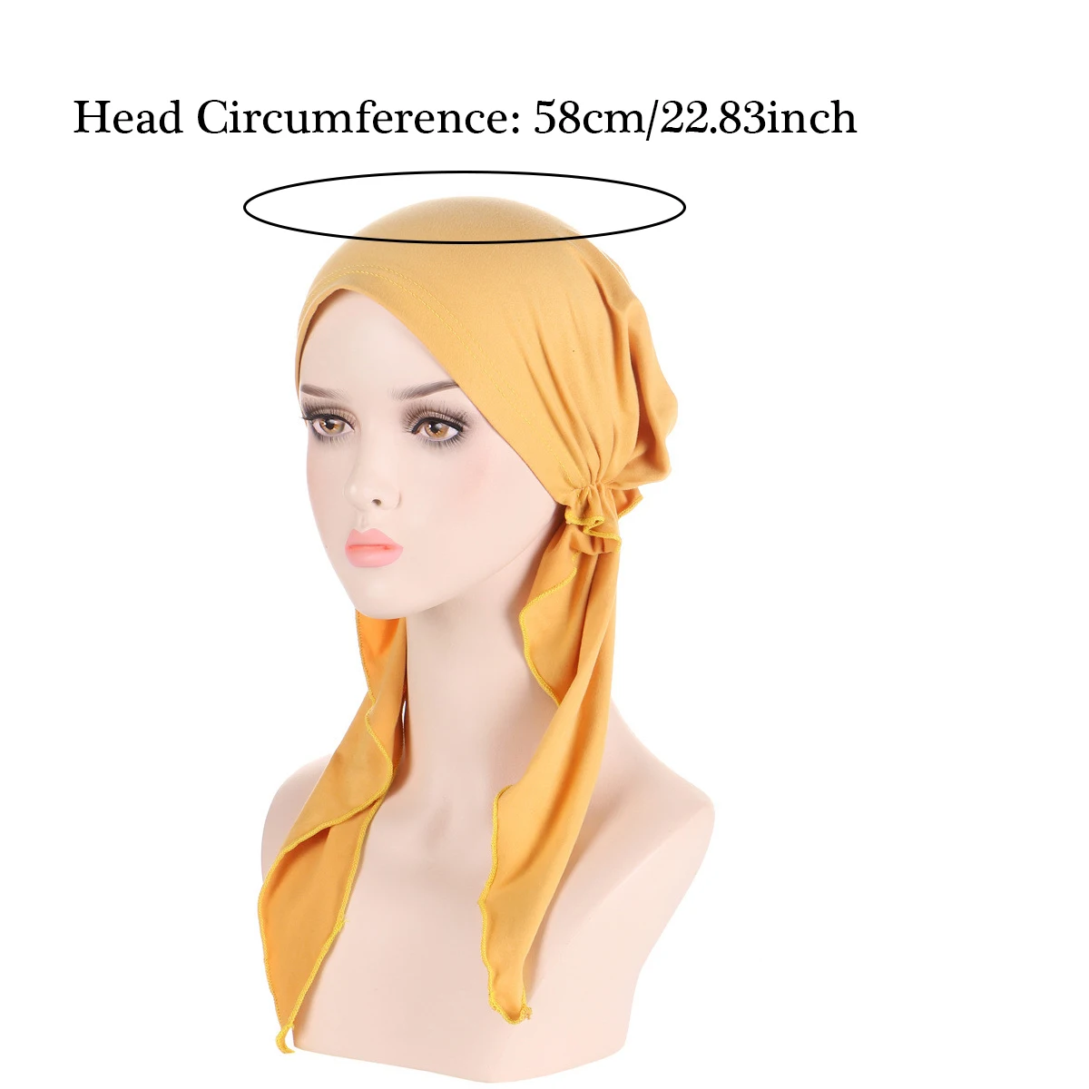 Solid Color Muslim Fashion Hijabs Turban Bonnet Long Tail Head Wraps Elastic Hijab Hats Breathable Chemo Cap For Women Girls