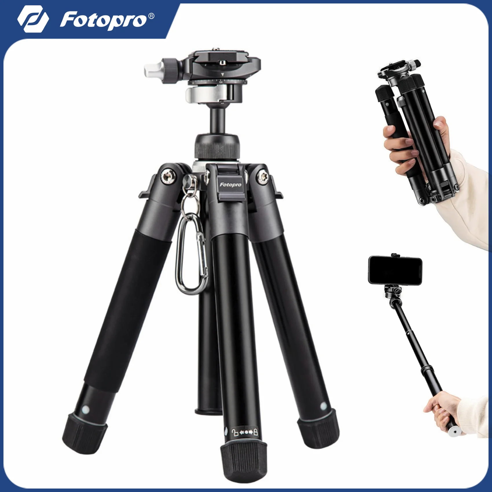 Fotopro 152CM Lightweight Compact Travel Tripod for Camera Phone Mount Detachable Selfie Stick Free-1