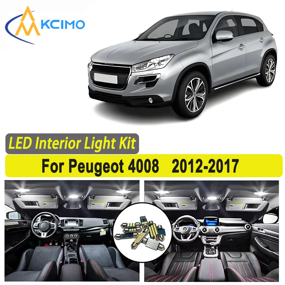

Kcimo LED For Peugeot 4008 (2012-2017) Premium Bright LED Interior Dome Map Trunk Light Kit Car Led Lamps New Car LED Lights