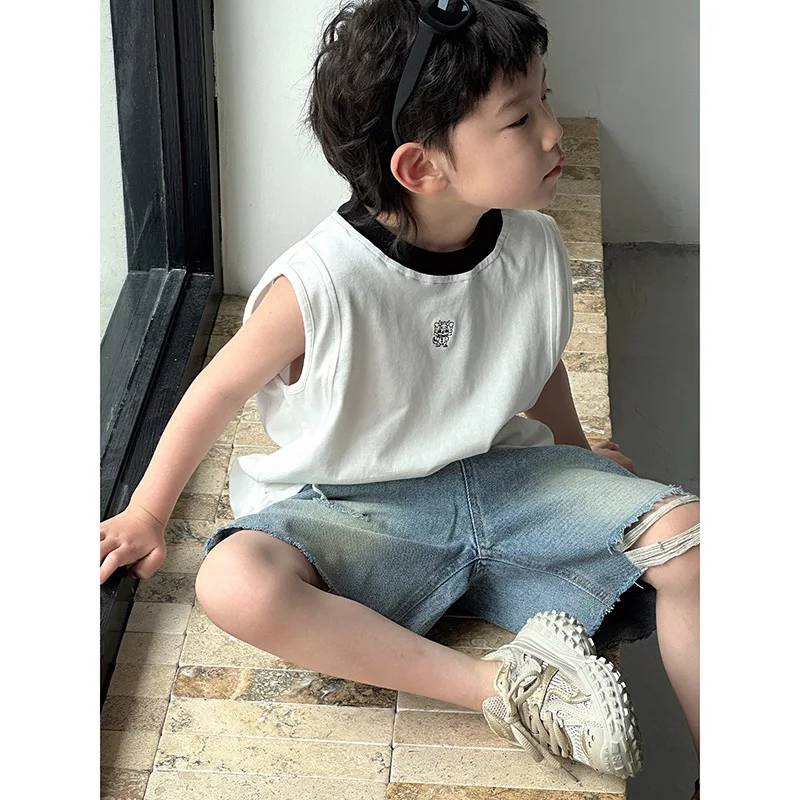 2024 Summer New Product Childrens Tank Top Baby Summer Sleeveless Top Comfortable Western Style Tank Top