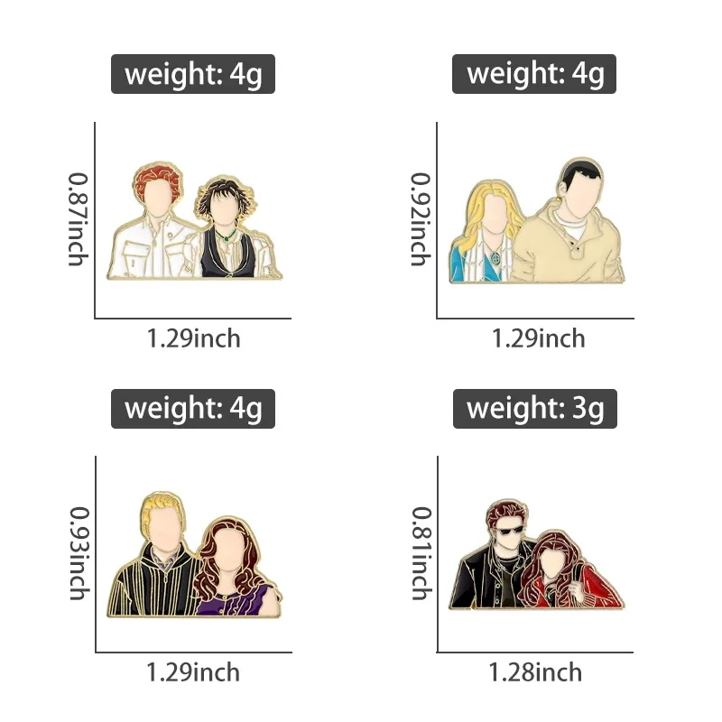 Movie Screen Couple Enamel Pins Custom Vampire Movie Character Brooches Lapel Badges Gothic Jewelry Gift for Friends