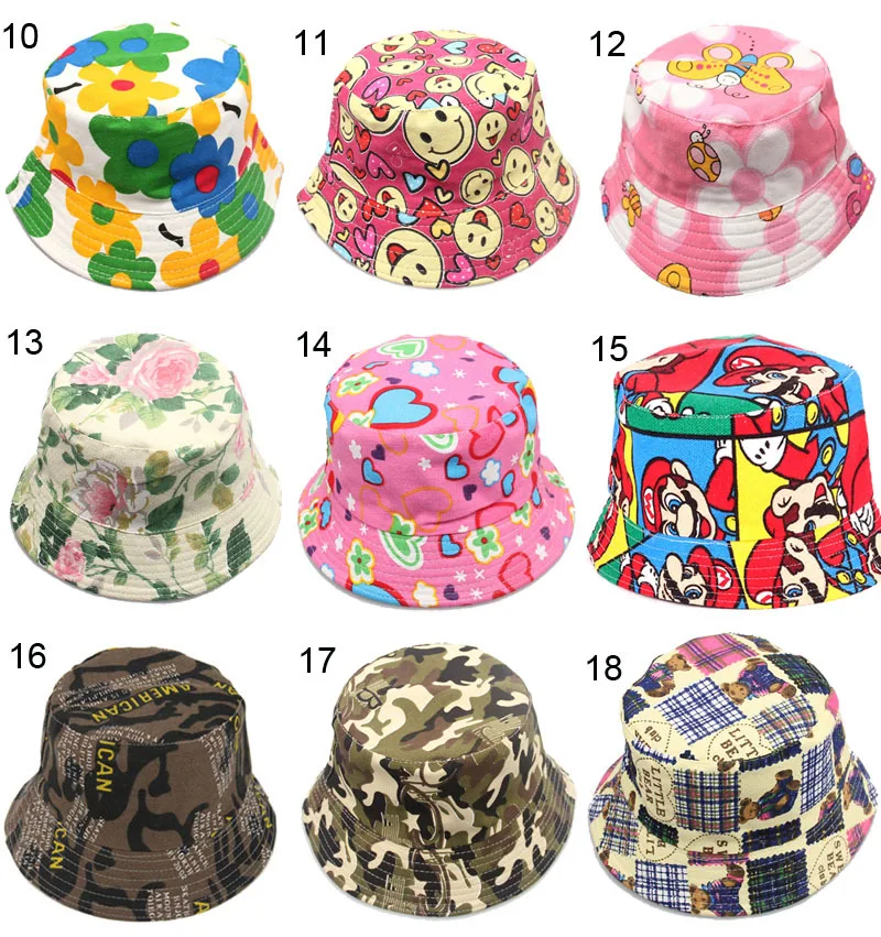 2-6years Sunbonnet Sun Hats Printing Fisherman Caps Baby Children Kids Spring Summer Fall