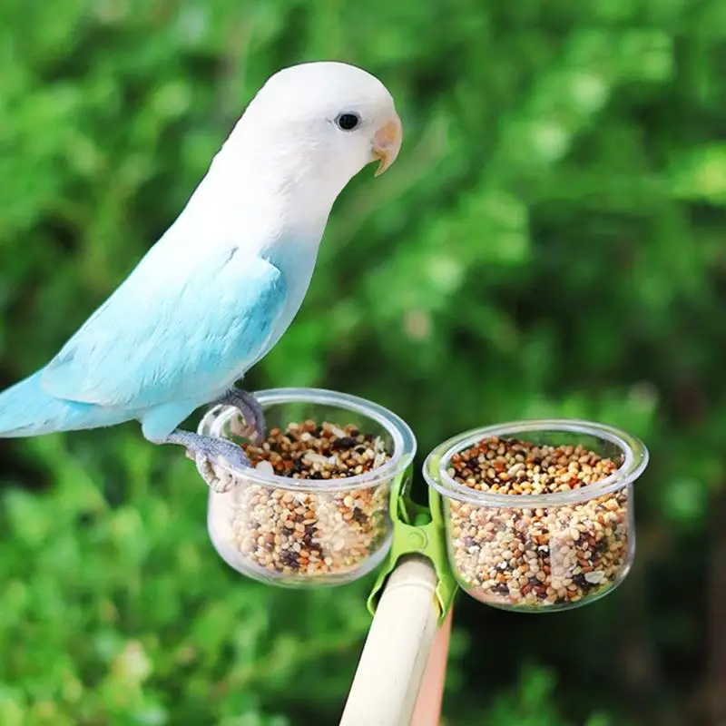 E8BD Bird Cage Mount Cup Set Parrots Feeder Cup Toy Bowl Gym Toy with Clip