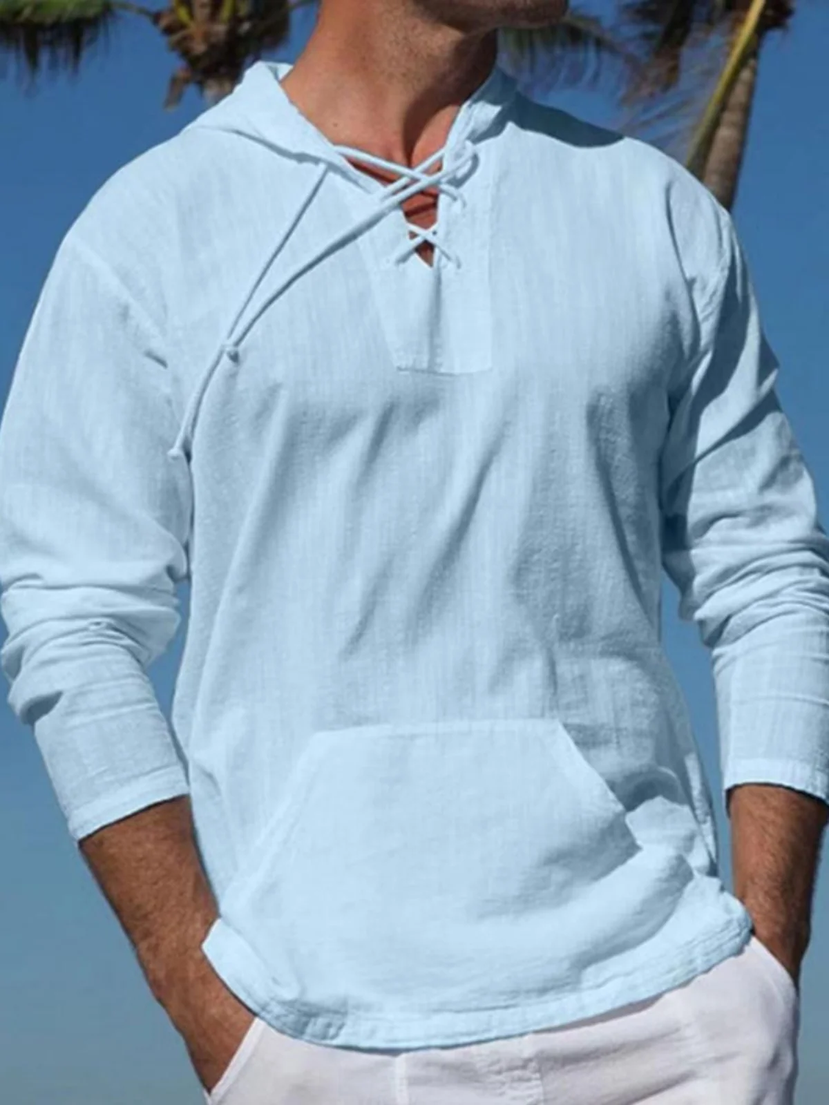 

Свободный крой Long Sve с капюшоном для мужчин, удобный дышащий повседневный осенний модный молодежный трендовый материал из полиэстера