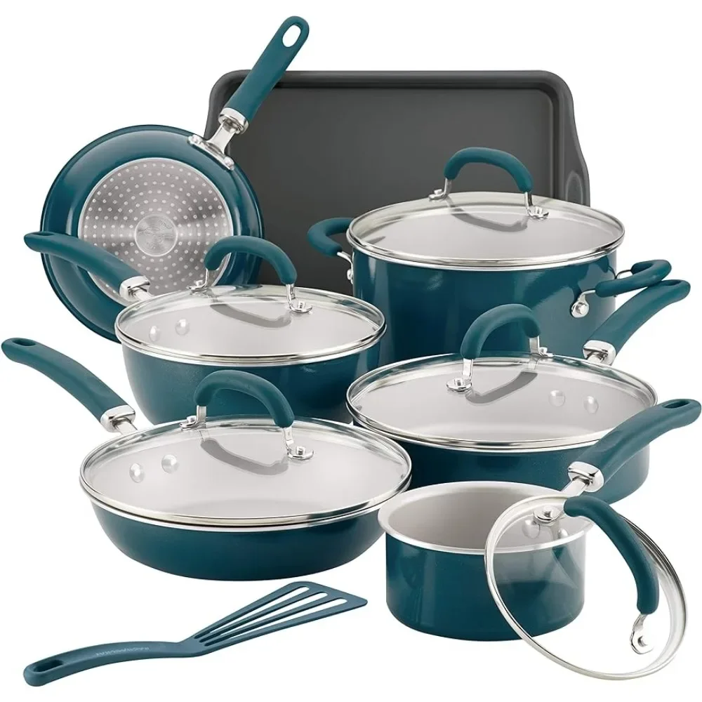 

Rachael Ray Create Delicious Nonstick Cookware Pots and Pans Set, 13 Piece, Gray Shimmer