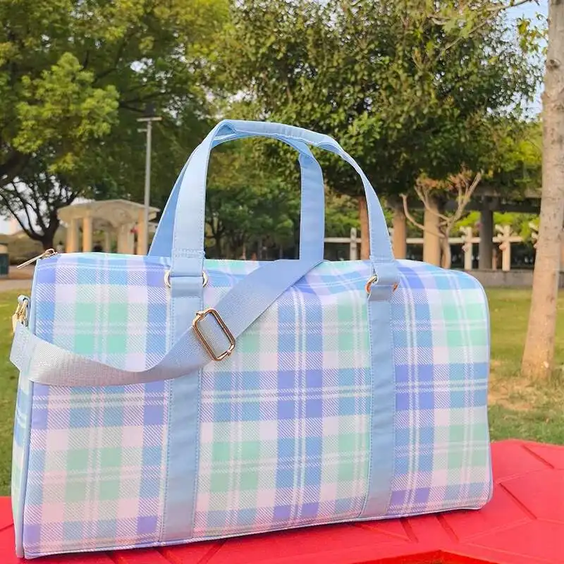 Fashion Large Capacity Checkerboard Pattern Duffle Handbag, Lightweight Travel Luggage Storage Bag, Portable Sports Fitness Bag