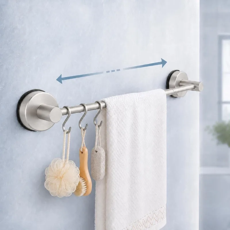 No Drill Suction Cup Towel Bar Wall Mounted Towel Rack for Bathroom Home Shower Storage Hardware Supplies Hand Towel Bar