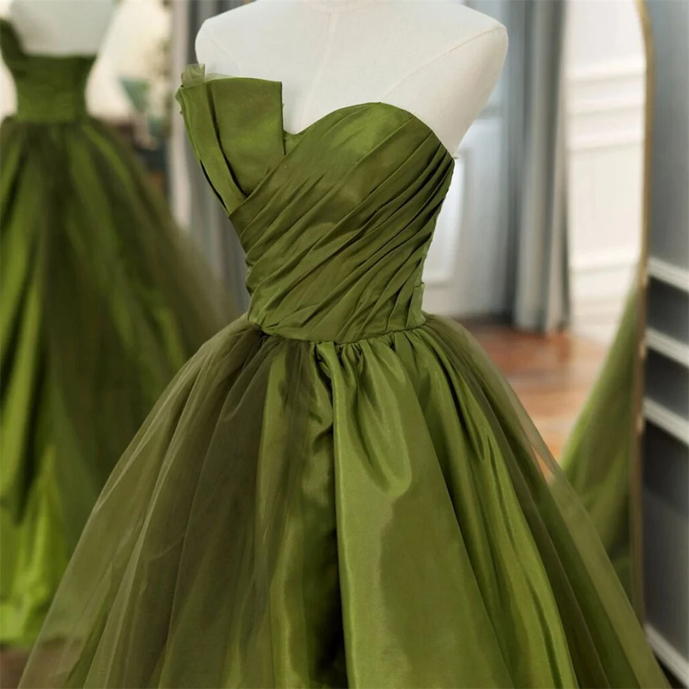 Lily Green A Line Prom Dresses Pleat Sweetheart Celebrity Dresses Sleeveless Women\'s Evening Dresses Stain Formal Gown 프롬 드레스