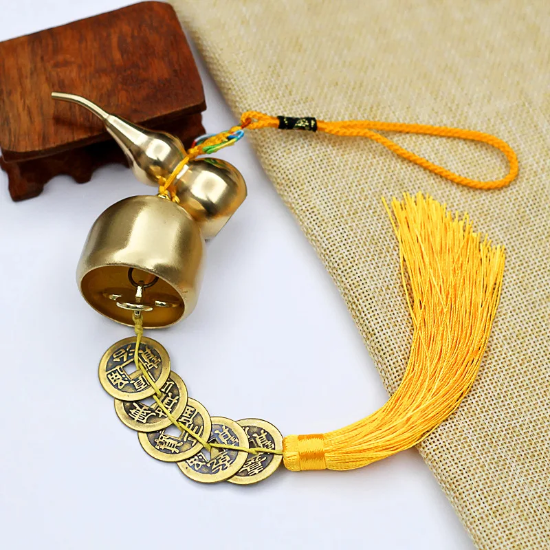 Copper Gourd Five Emperors Coins Copper Bells Small Pendants, Household Decoration Pure Copper Bells Pendants Door Decorations