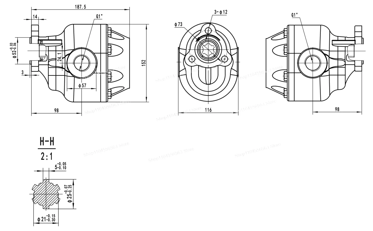 High-quality hydraulic gear pump UNI 3-hole garbage truck cast iron pump