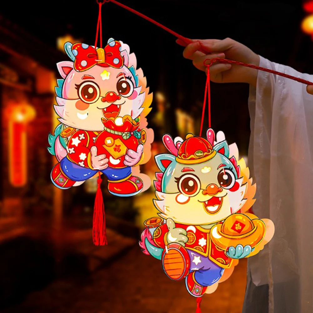 

Chinese New Year Dragon Lanterns Cartoon Handmade DIY Paper Lantern Chinese Spring Festival Traditional Decoration Girls Gifts