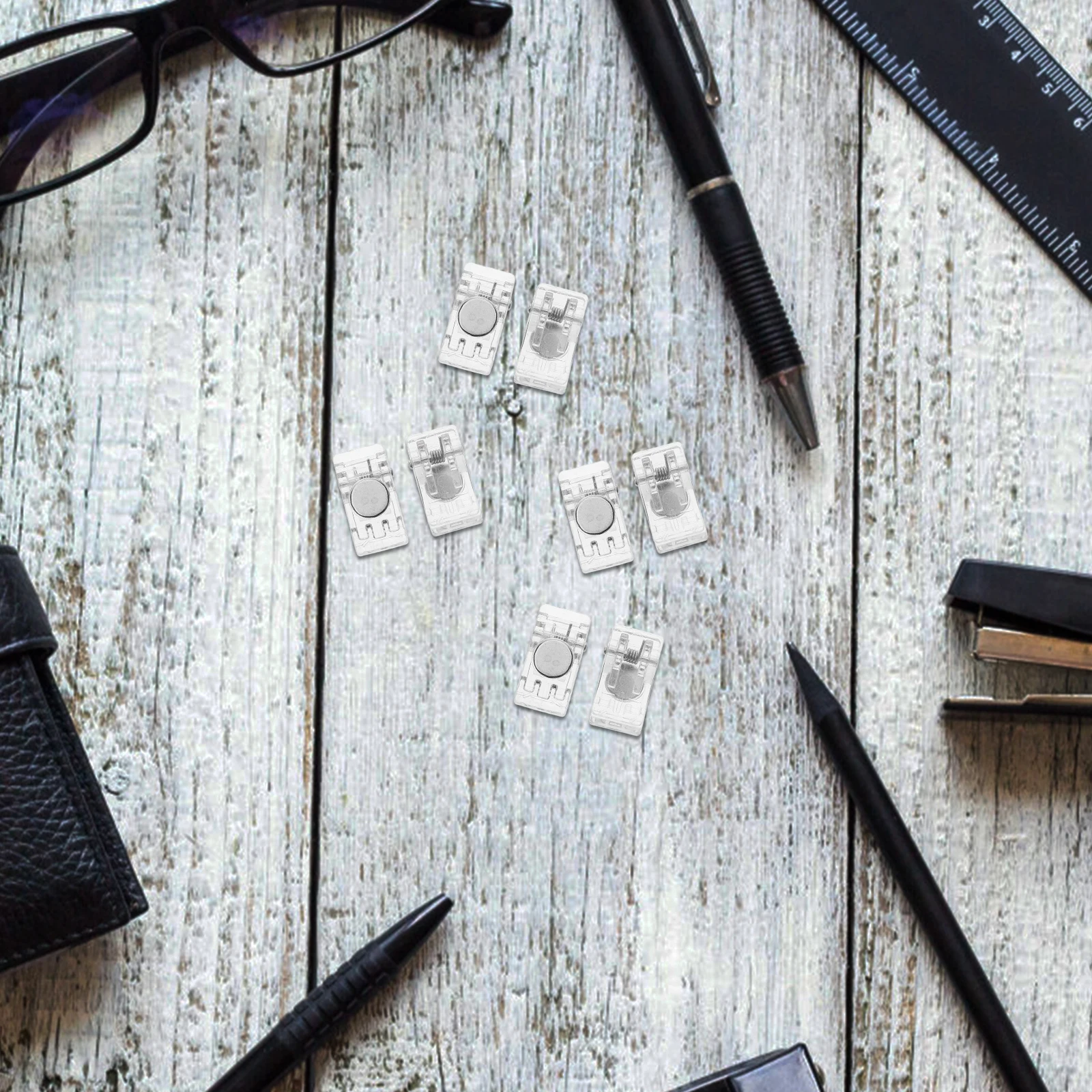 10pcs Magnetic Spring Badge For Id Cards Work Badge Name Tag Holders Plastic Steel Office Trade Show Event Supplies