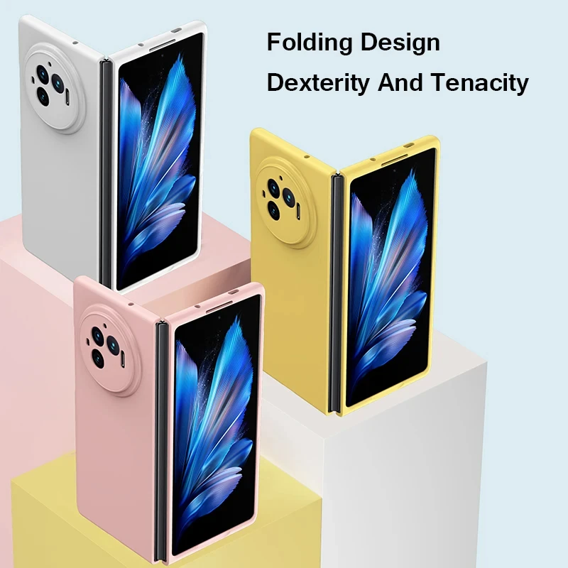 For VIVO X Fold 3 Case Luxury Skin-like Folding Phone Case For VIVO X Fold3 Pro PC Silicone Shockproof Bumper Back Cover