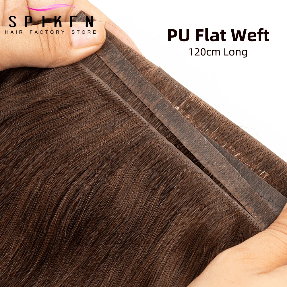 

Natural Black Long Tape Weft Hair Extensions Thin PU Skin Weft Human Hair Weaves Natural Straight Invisible Hair Bundle No Glue