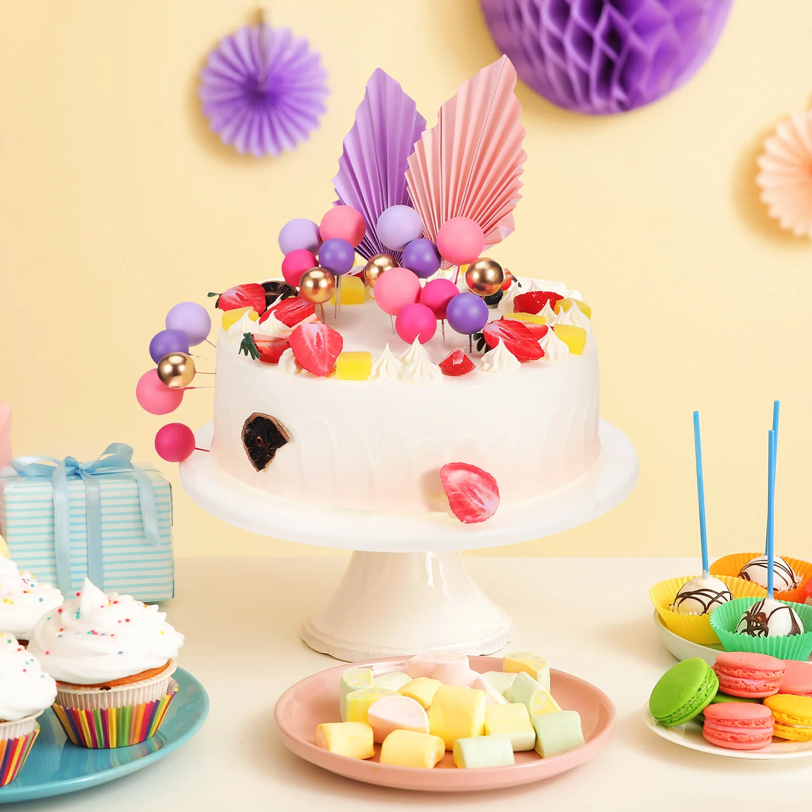

27 pcs Cake Decoration Balls Unique Birthday Toppers Vibrant Colors Reusable for Weddings Baby Showers Parties Women Cartoon