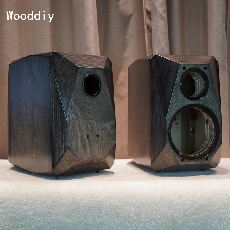 Wooddiy 5/6.5/8 inch Empty Loudspeaker Cabinet Two way Bookshelf Speaker Box One Pair Birch Plywood Bevel Diamond Design