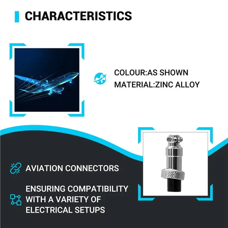 T19C 50Set M12 7 Pin 12Mm Aviation Connector Male + Female Circular Air Socket Plug Electrical Wire Panel Connector