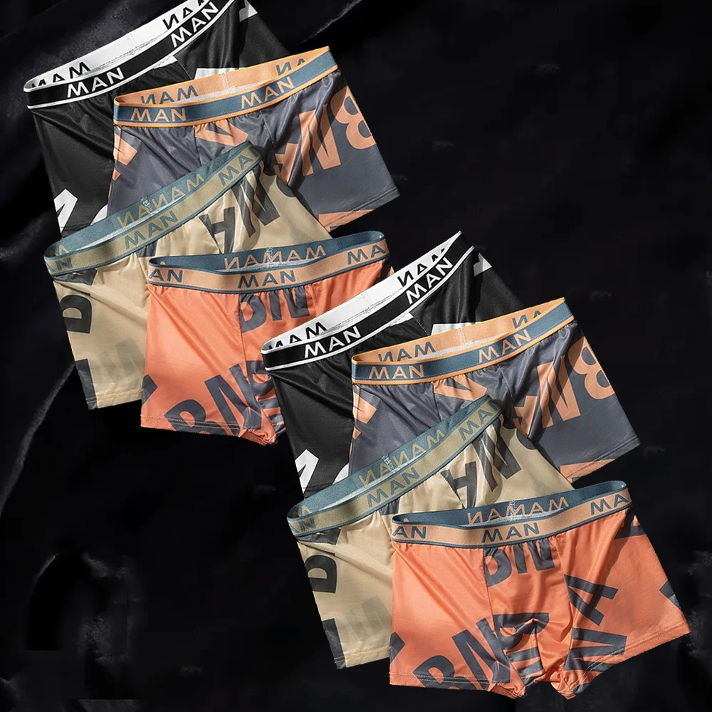 

8Pcs Plus Size Men's Boxer Briefs Fashion Letter Print Comfortable Breathable Underwear