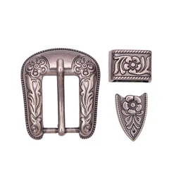 Unisex 's Western Cowboy Cowgirl Rodeo Antique Silver Flower Engraved Leather Belt Buckle Fit 20mm Belt Strap